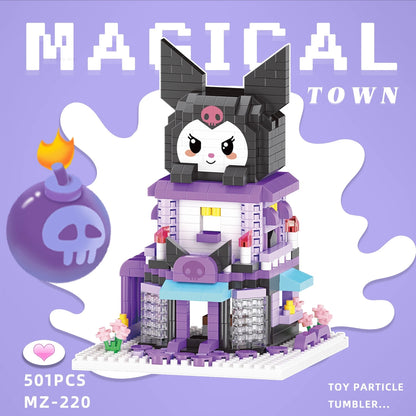 Cartoon Anime Hello Kitty Blocks Kuromi My Melody Cinnamoroll Mouse Building Blocks Doll Toy Kids Birthday Gift