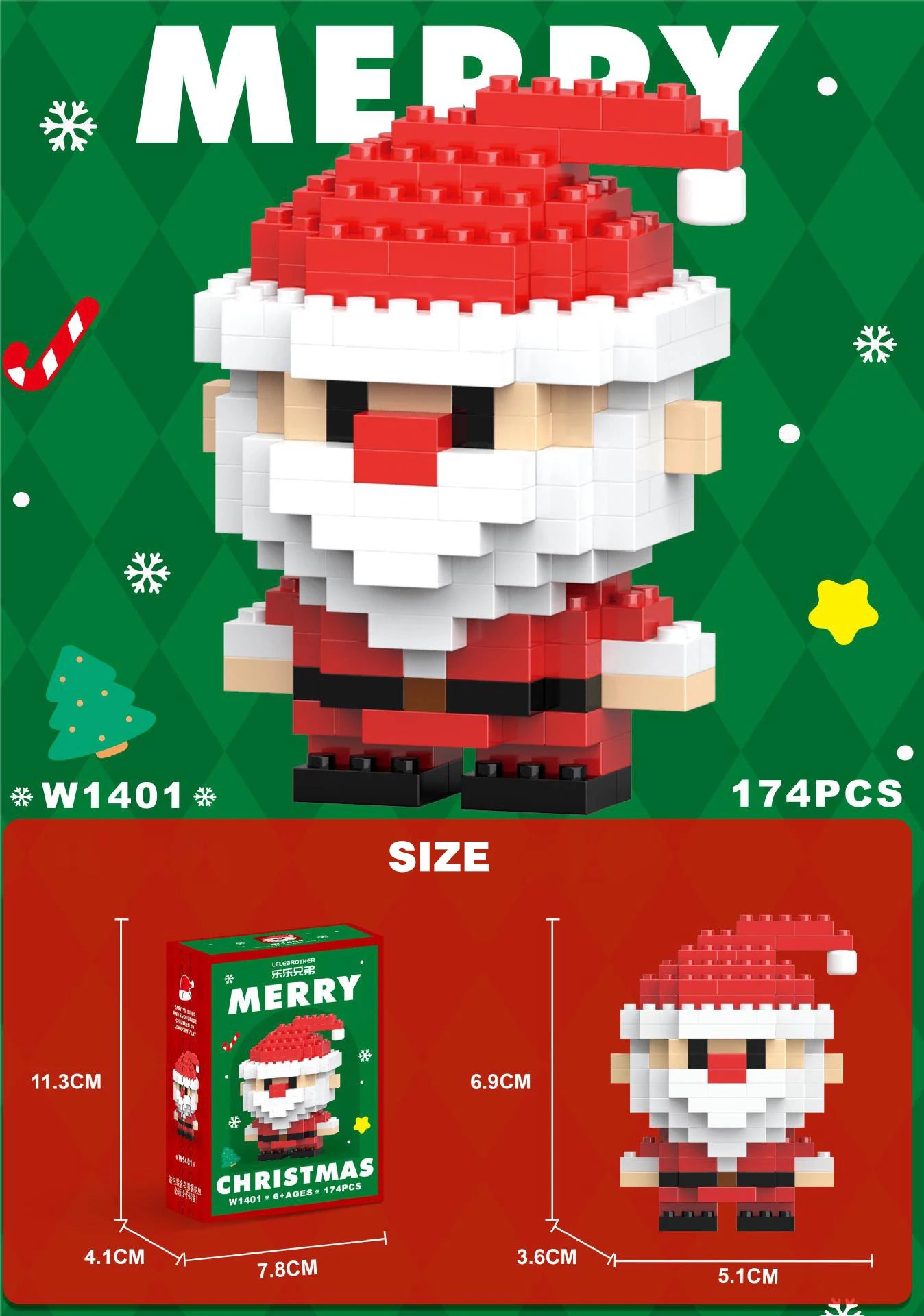 Christmas Gifts Micro Building Block Series Santa Claus Reindeer Puzzle Assembling Bricks Table Decoration Toys Children Kids