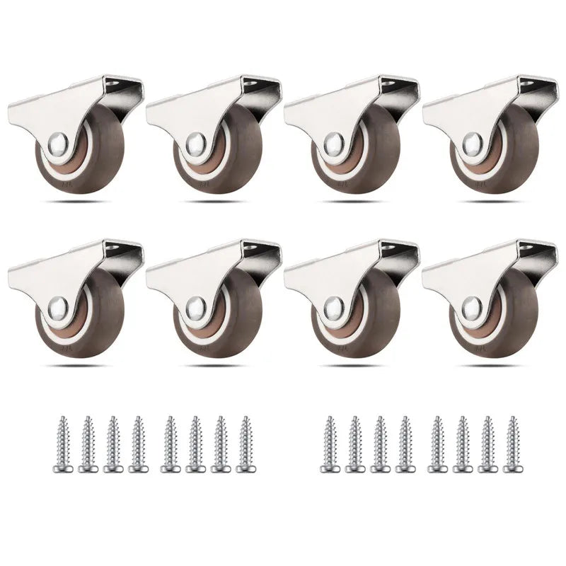 1inch Mini TPR Rubber Directional Caster Wheel Non Swivel Low Profile Fixed Caster for Small Equipment Furniture Trolley 4-16pcs