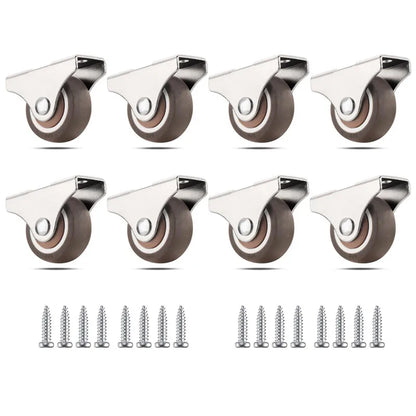 1inch Mini TPR Rubber Directional Caster Wheel Non Swivel Low Profile Fixed Caster for Small Equipment Furniture Trolley 4-16pcs