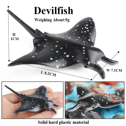 Oenux Sea Life Animals Ray Devilray Mantaray Model Action Figures Figurines Ocean Marine Aquarium Education Kids Toy Gift