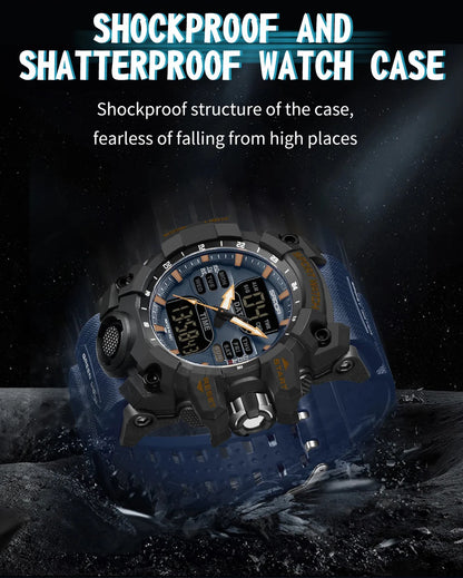 SANDA Outdoor Sports Military Mens Watch LED Digital Electron Quartz Male Wristwatch Dual Display Clock Men Relogio Masculino