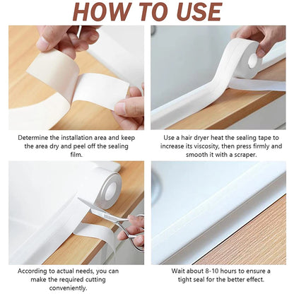 3.2M Bath Caulk Tape Self Adhesive PVC Oil-Proof Kitchen Sink Edge Corner Wall Sticker Waterproof Toilet Sealing Strip Tape