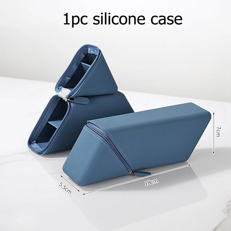 Silicone Pencil Case Foldable Large Capacity Pencil Case Expandable Vertical Versatile Stationery Office Organizer Pencil Case