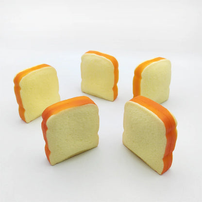 Soft Flour Toast Sliced Shape Bread Stress Toy Anxiety Relief Fake Food Toy for Adult Tricky Funny Birthday Gifts