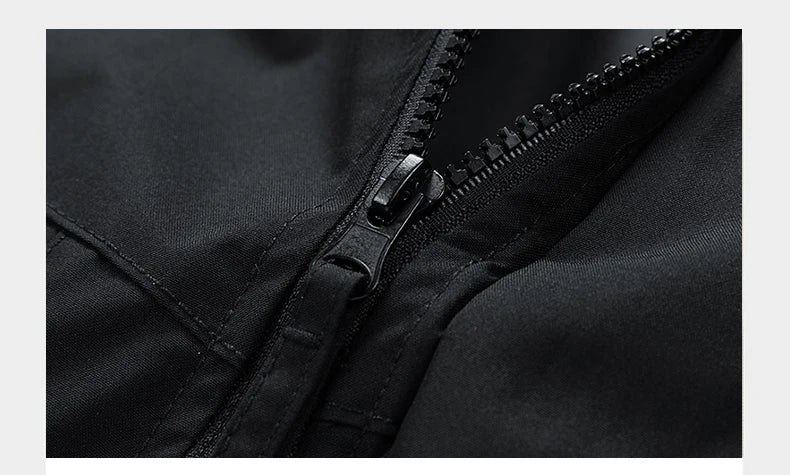 Windbreakers Men Hooded Jacket Zipper Coat Cargo Waterproof Black Bomber Camping Loose Thin Softshell Hooded Hiking Jacket