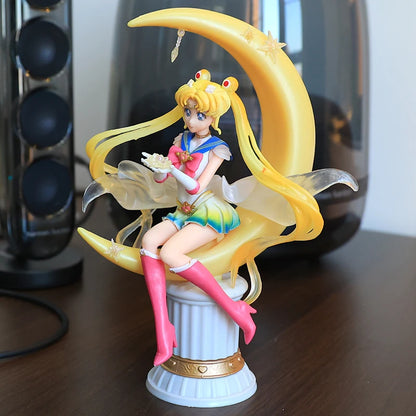 Funny Joy Anime Figures Female Warrior Moon Hare Doll Charm Angel Sailor  Hare Kawaii  PVC Model Cake Decoration Gift For Girls