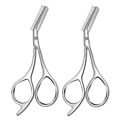 Professional Stainless Steel Eyebrow Scissors with Comb Teeth and Tweezers-Style Tip Heavy-Duty Sharp Blades Serrated Edge