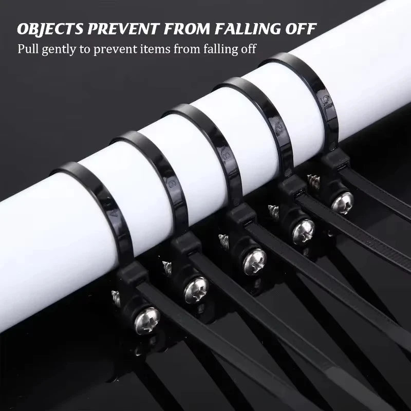 500/100PCS Screw Hole Cable Ties Reusable Fixed Nylon Cable Ties Self-locking Cord Ties Straps Fastening Loop Office Organizer