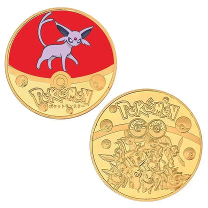 Anime Gold Plated Gold Coin Game Commemorative Coin Pikachu Mewtwo Charizard Gold Coin Game Collection childrens gift
