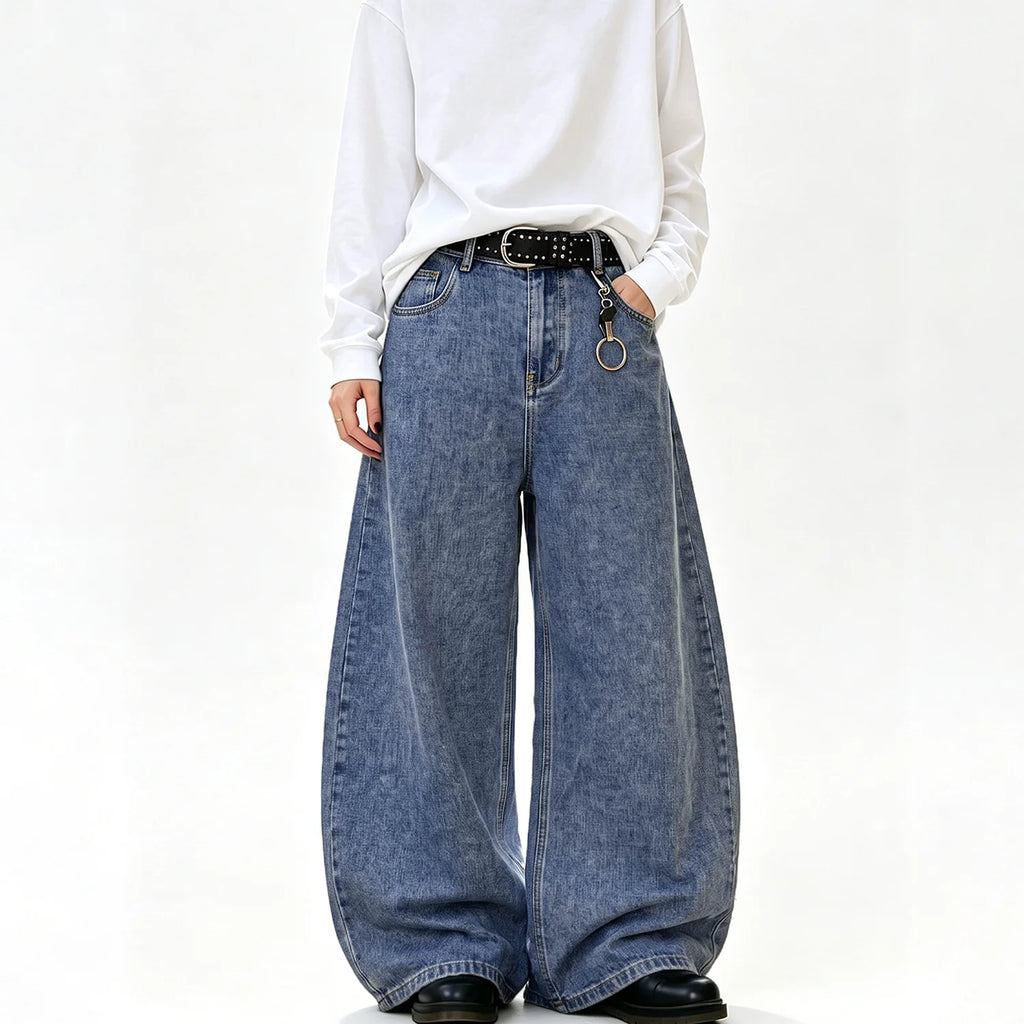 Men's Curved-Leg Baggy Denim Jeans