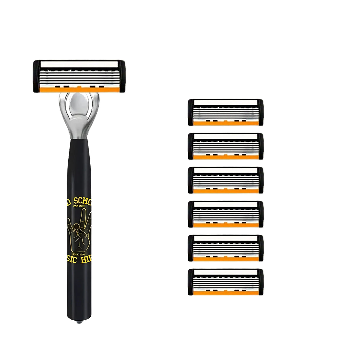 New Stainless Steel Manual Shaver, 6-Layer Razor Blade Reusable, Retro Wet Scratch Resistant Hair Removal Blade
