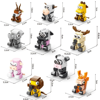 Animals World Insect Fish Bird Dog Elephant Panda Giraffe Honeybee 10 In 1 Building Blocks Kit Bricks Model Kids Toy Children