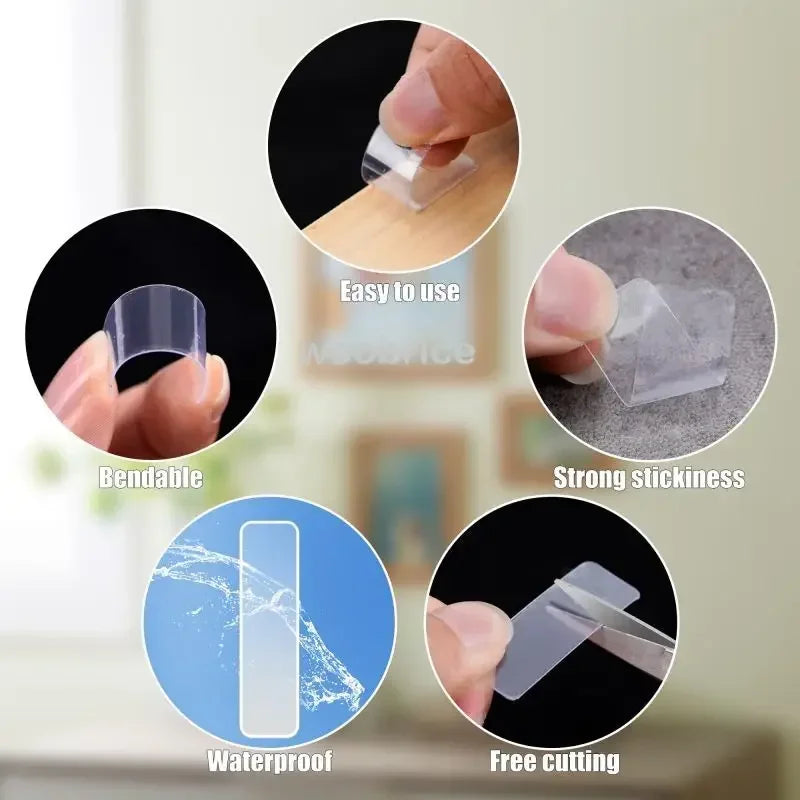 Double Sided Adhesive Tape Nano Reusable Super Strong Transparent Wall Stickers WaterProof Widely Used Wall Mount Sticker