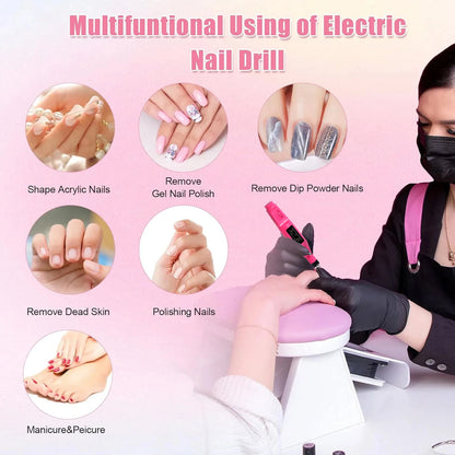 LULAA Portable Professional Electric Nail Drill Machine Manicure Tools Pedicure Drill Set Family Nail File Nail Drill Equipment