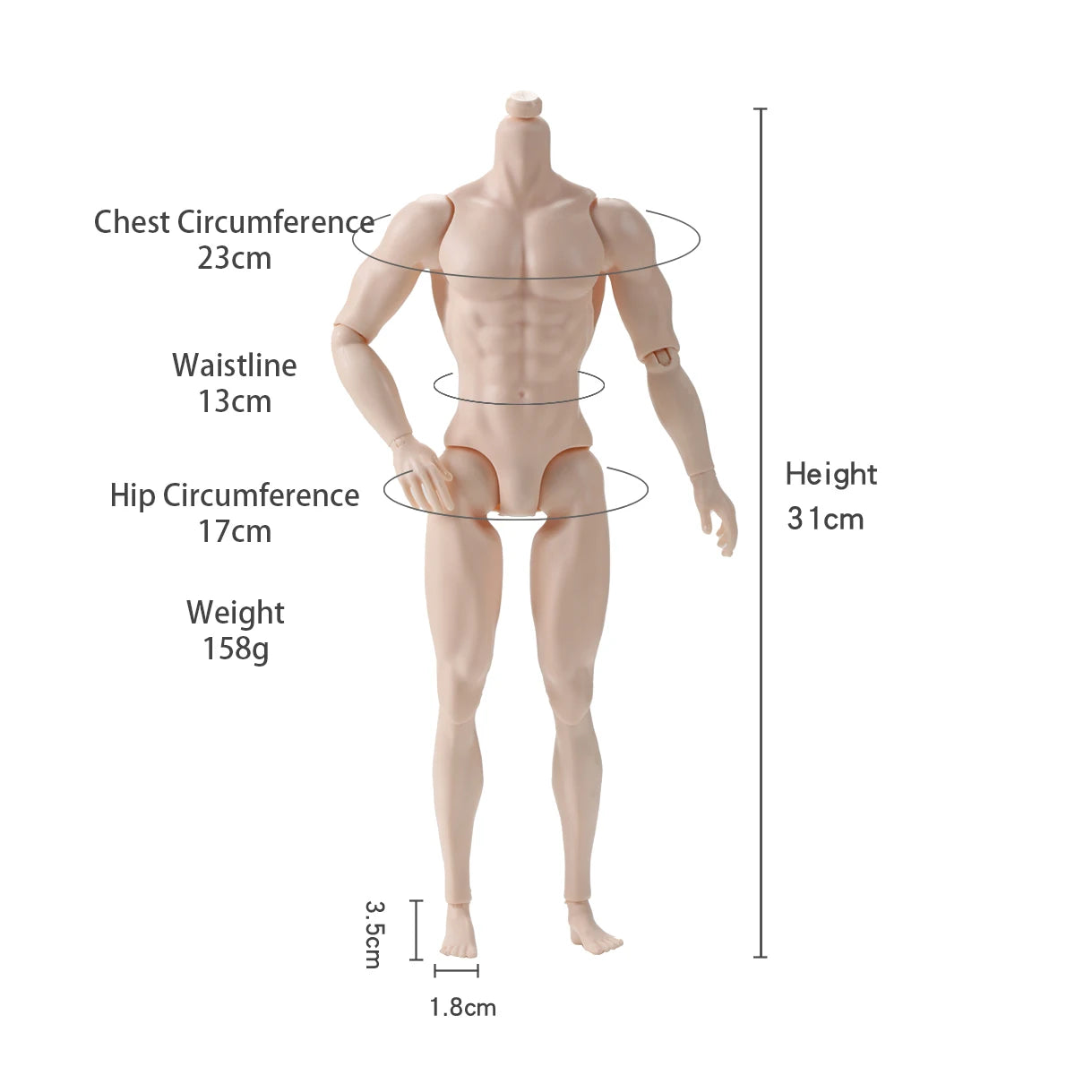 30CM Beige Coffee 1/6 Male Yoga Doll Body DIY Dressing Doll Figure Parts Accessories for Collectible Toys