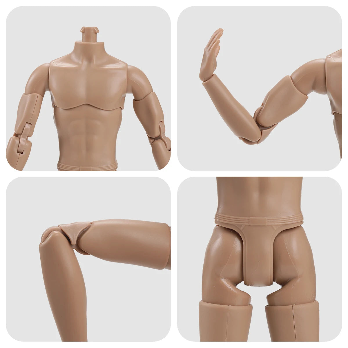 30CM Beige Coffee 1/6 Male Yoga Doll Body DIY Dressing Doll Figure Parts Accessories for Collectible Toys