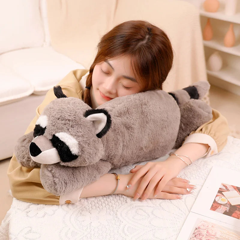 45-70cm Super Soft Lazy Fluffy Plush Stuffed Animals Plushie Raccoon Fox Crocodile Sloth Hug Throw Pillow Birthday Gift Boy Girl