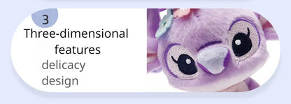 Hot Kawaii Disney Stitch Angel Plush Stuffed Toys Purple Anime Lilo&Stitch Doll Cute Keychain Pendant Birthday Gift For Kid Girl