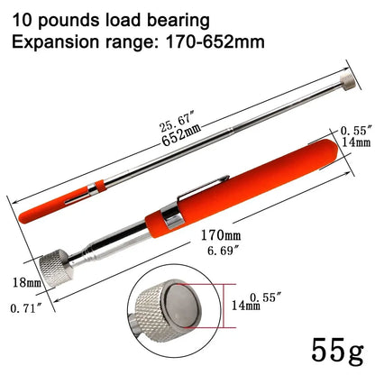 Magnetic Retractable Pickup Suction Iron Rod Portable Multifunctional Extractor Pen Clip Automotive Repair Tools