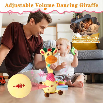 Repeating What You Say Dancing Talking Giraffe Toy with 10 Songs Plush Swaying Dancing Giraffe Adjustable Volume Glowing