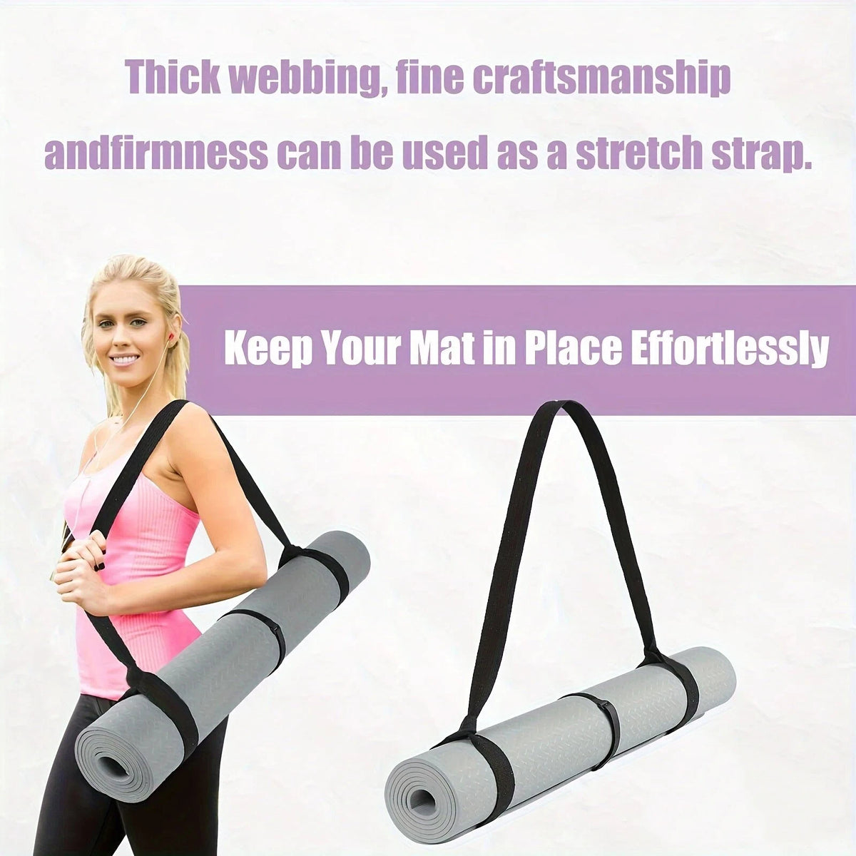 Adjustable Yoga Mat Storage Strap with Thickened Carrier - Multi-Purpose Fitness Strap Suitable for Yoga Mats, Gym Eq