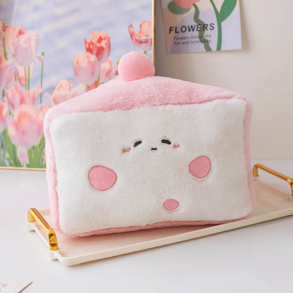 Kawaii Cartoon Hot Cake Plush Doll High Quality Soft Stuffed Fruit Strawberry Wedding Cake Simulation Food Plush Toy Home Decor