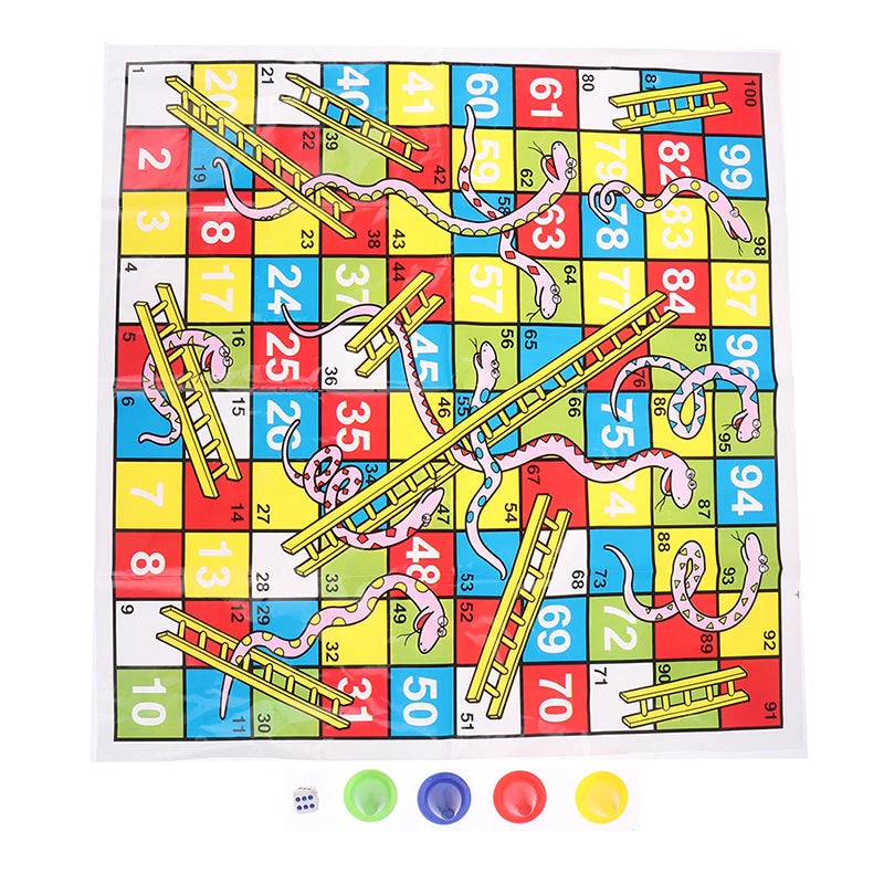 1Set Snake Ladder Educational Kids Children Toys Interesting Board Game Set Portable Flying Chess Board Family Board Game