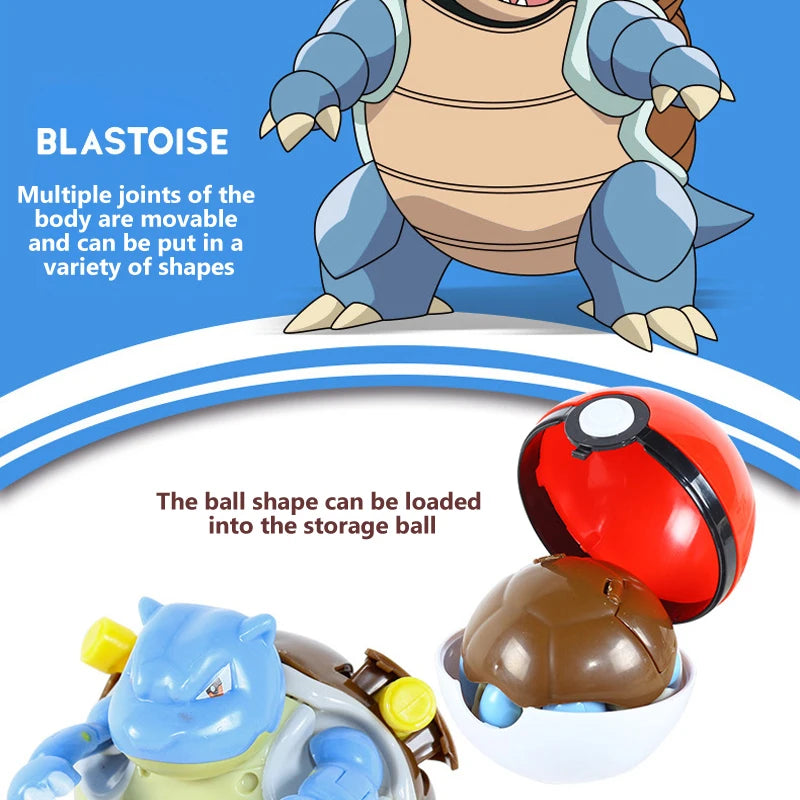 High Quality Pokemon Ball Deformation Toy Pikachu Mewtwo Gyarados Pocket Monster Pokeball Pokemon Action Figure Children Toy Gif