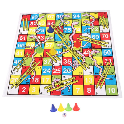 1Set Snake Ladder Educational Kids Children Toys Interesting Board Game Set Portable Flying Chess Board Family Board Game