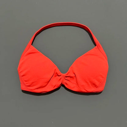 HISTELLO Strappy Bra Women Seamless Gym Underwear High Support Halter Sexy Sports Pilates Clothing Push-up Yoga Workout Tank Top