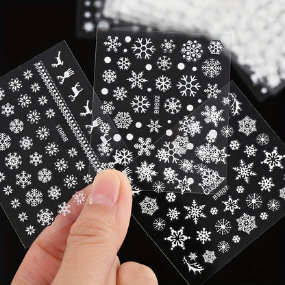 30pcs Sheets Christmas 3D Nail Art Stickers Decals Nail Art Supplies for Women And s - Self-Adhesive Cartoon Snowflake Snowman
