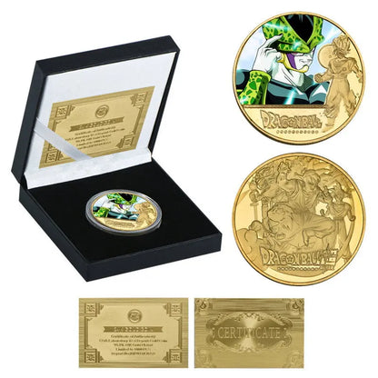 Dragon Ball Gold Plated Gold Coin Son Goku Vegeta Commemorative Coins Children Classic Anime Peripherals Collection Toy Souvenir