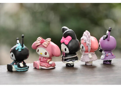5Pcs-Set Sanrio Cinnamoroll Anime Figure Pochacco Kuromi Pom Pom Purin Hello Kitty Action Figure Toys Model Doll My Melody Gifts