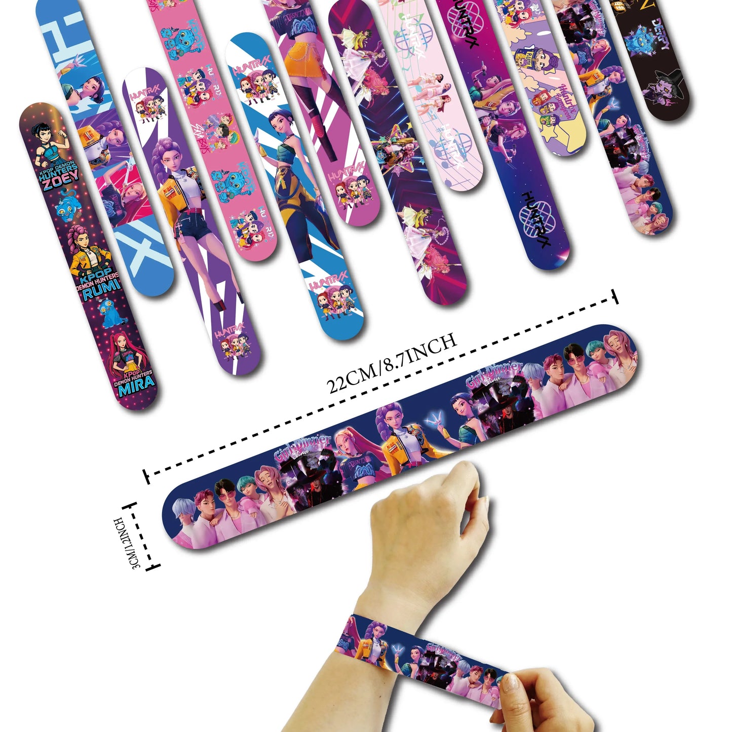Colorful Anime Girl Slap Bracelets, Fun Snap Wristband Toys for Kids Birthday Party, Classroom Rewards & Holiday Gifts