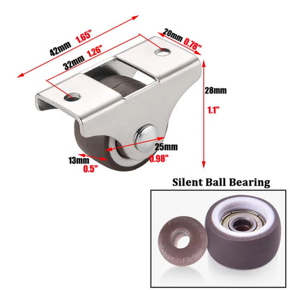 1inch Mini TPR Rubber Directional Caster Wheel Non Swivel Low Profile Fixed Caster for Small Equipment Furniture Trolley 4-16pcs