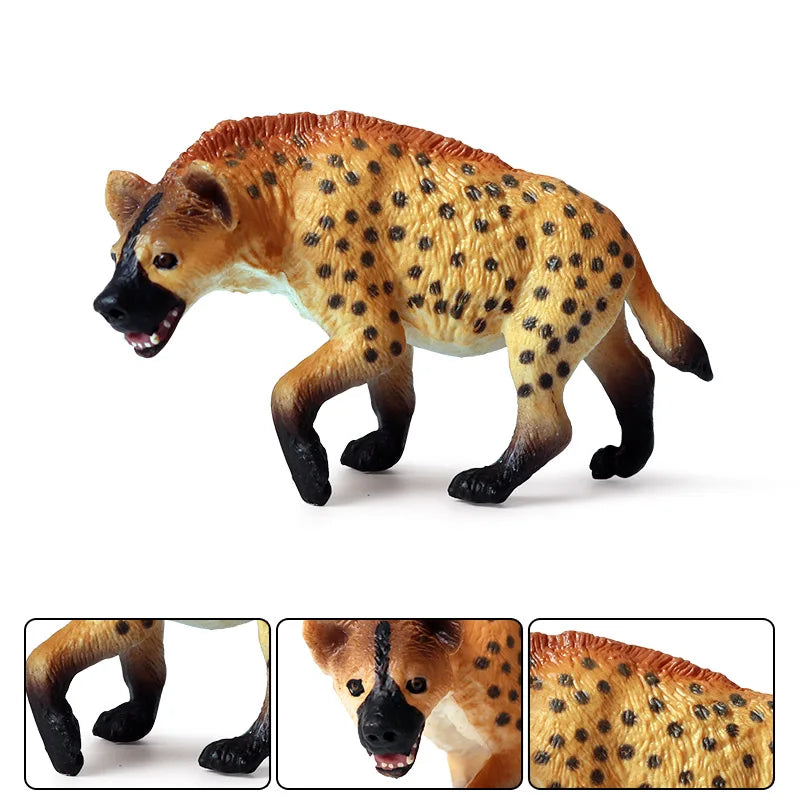 Oenux Classic Wild African Animals Simulation Tiger Hyaenidae Action Figure Figurines PVC Model Education School Kid Toys