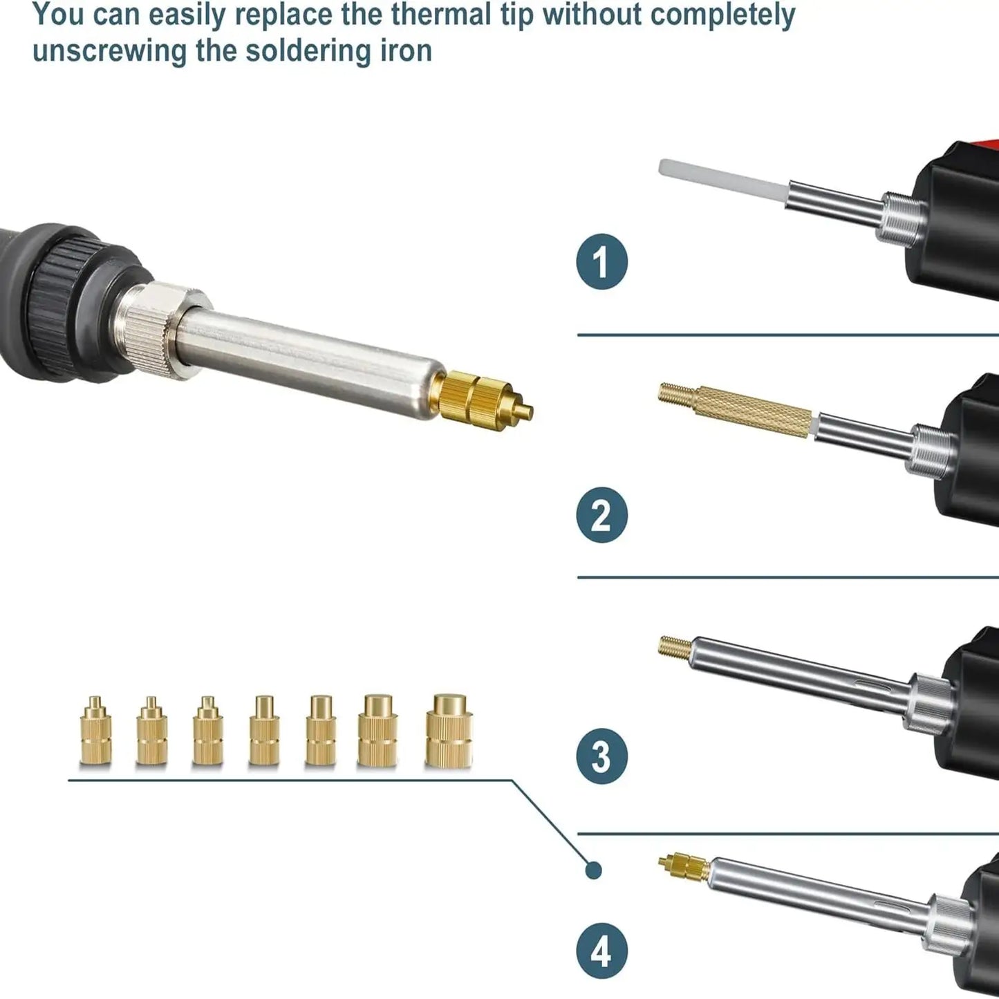 Heat Embedded Nuts Adaptors M2 M2.5 M3 M4 M5 M6 Head Insertion Tips Kit For 936 Soldering Iron Pen