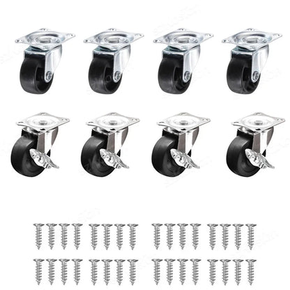8/4/2Pcs 1/1.25/1.5/2inch PVC Furniture Caster Wear Resistant Mute Universal Heavy Trolley Wheels 360 Degrees Swivel Castor