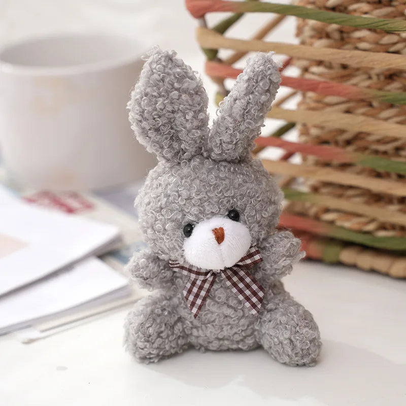 10cm Soft Stuffed rabbit Plush Toys Mini Bow-tie sitting bunny Dolls Small Gift for Party Wedding Keychain Pendant Teddy Doll