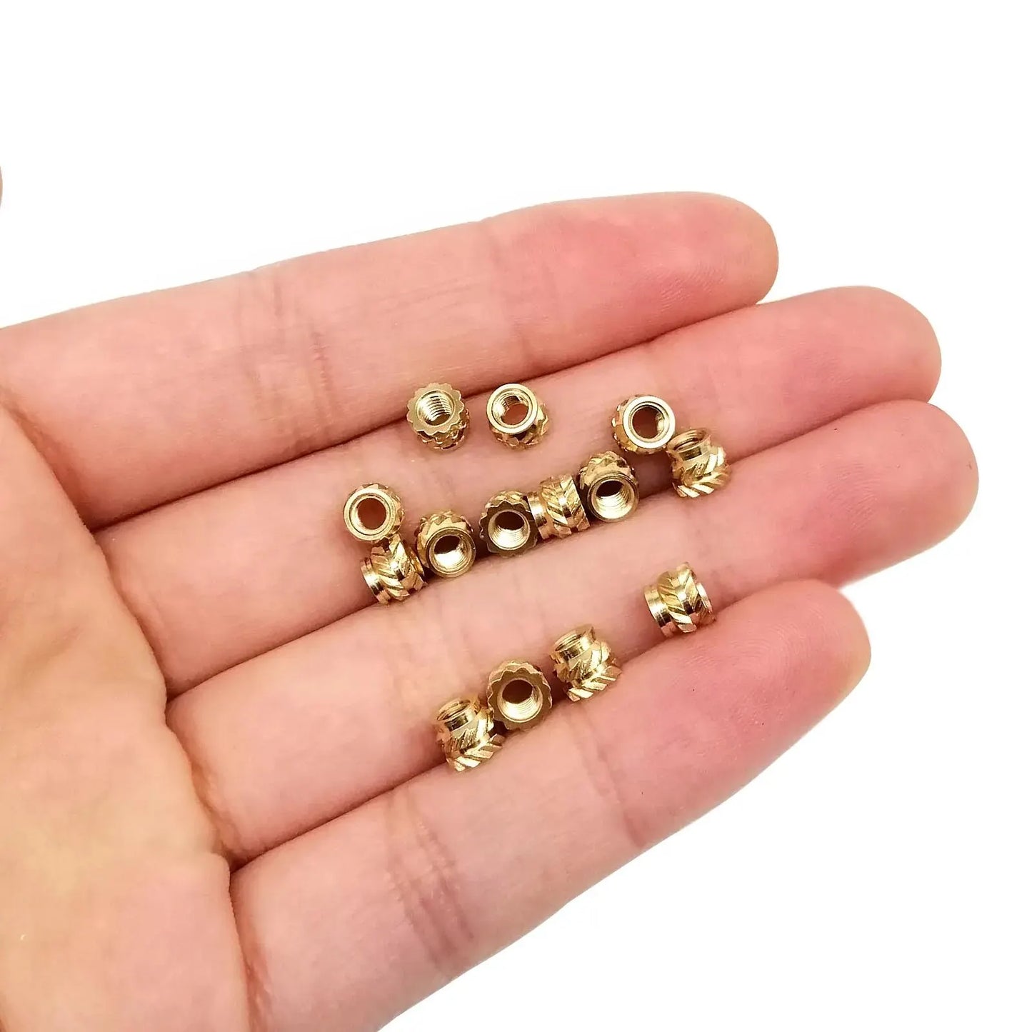 50/100pcs M1.6 M2 M2.5 M3 M4 Solid Brass Copper Embed Insert Nut for Hot Melt Heat Injection Molding Double Twill Knurled Thread