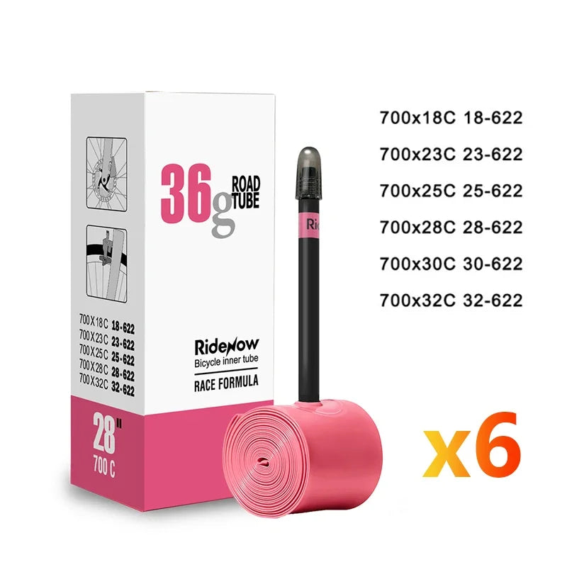 RideNow TPU 700C Road Bike Inner Tube 700x18-32C Presta 100/85/65/45/35mm Valve Super Light Weight Road Bike Tubes