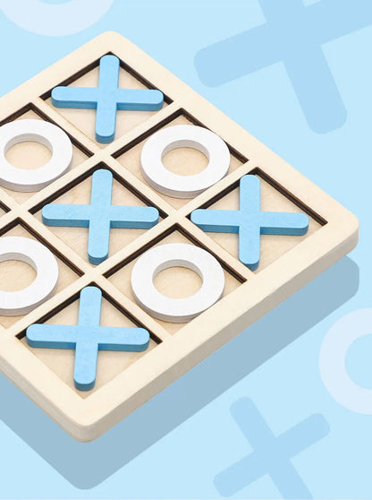Montessori Chess Play Jigsaw Toy Game Wooden XO Tic Tac Toe Game Interaction Puzzles Training Brain Learning Early Education Toy