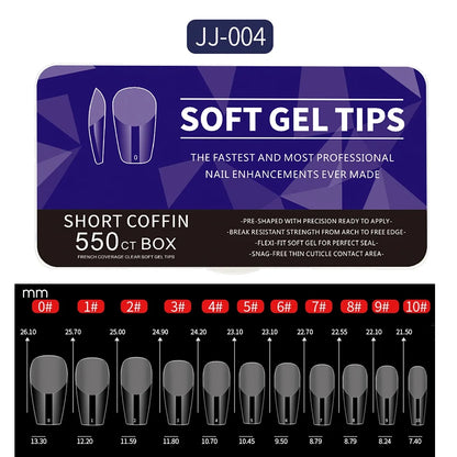 550pcs Soft Gel Nail Tips Medium Short Almond Coffin Full Cover Matte Extension Tool Acrylic Press on Nail French Manicure Decor