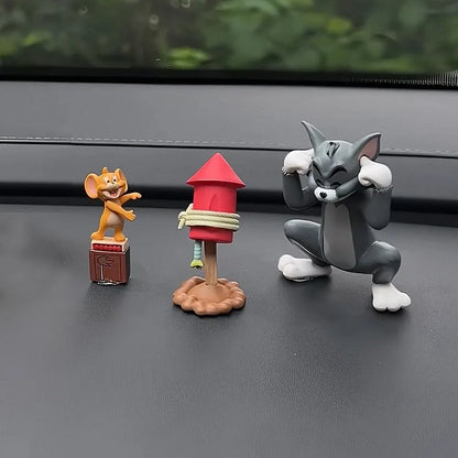 Car Dashboard Decor Interior with Adhesive Pads for Dashboard Desktop Ornament Classic Cartoon Figure Collection Car Accessories