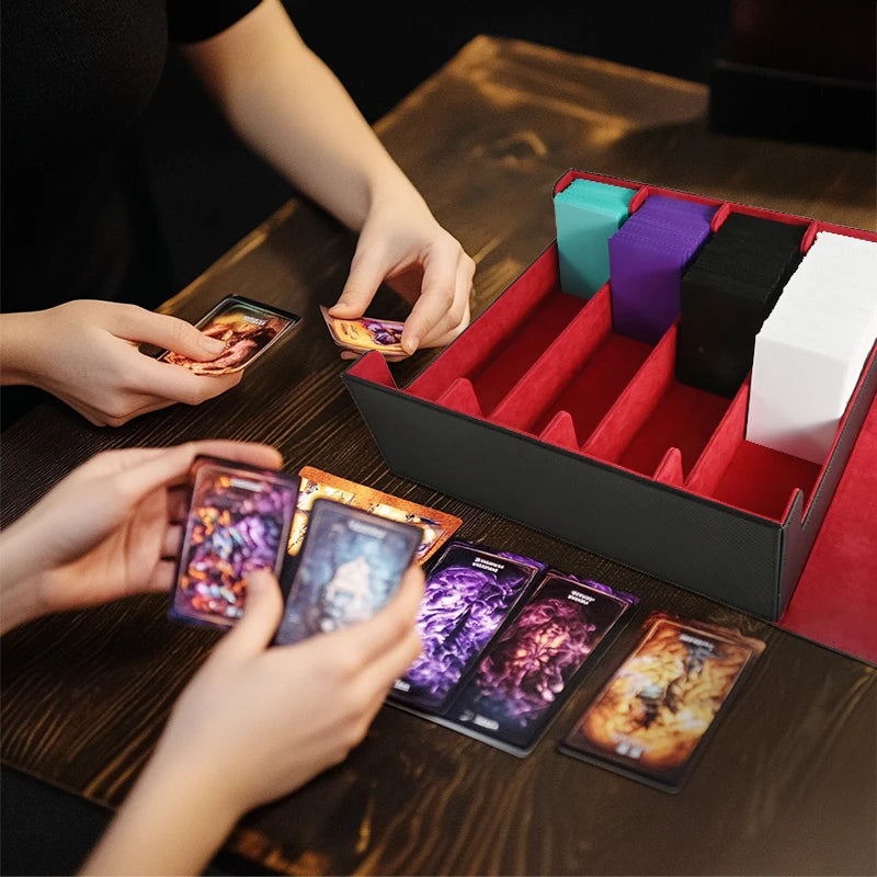 Trading Card Storage Box, Holds 3000+ Cards, Magnetic PU Leather Card box, fits for Magic,TCG Card, sports Cards