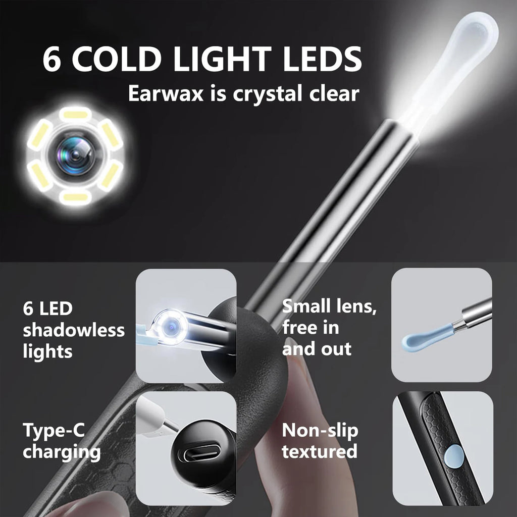 Ear Wax Removal,Ear Cleaner with 1080P CameraSmart Visual Earwax Cleaning Tool8 Pcs Ear Set,6 Ear Scoop Ear Tips Replacement
