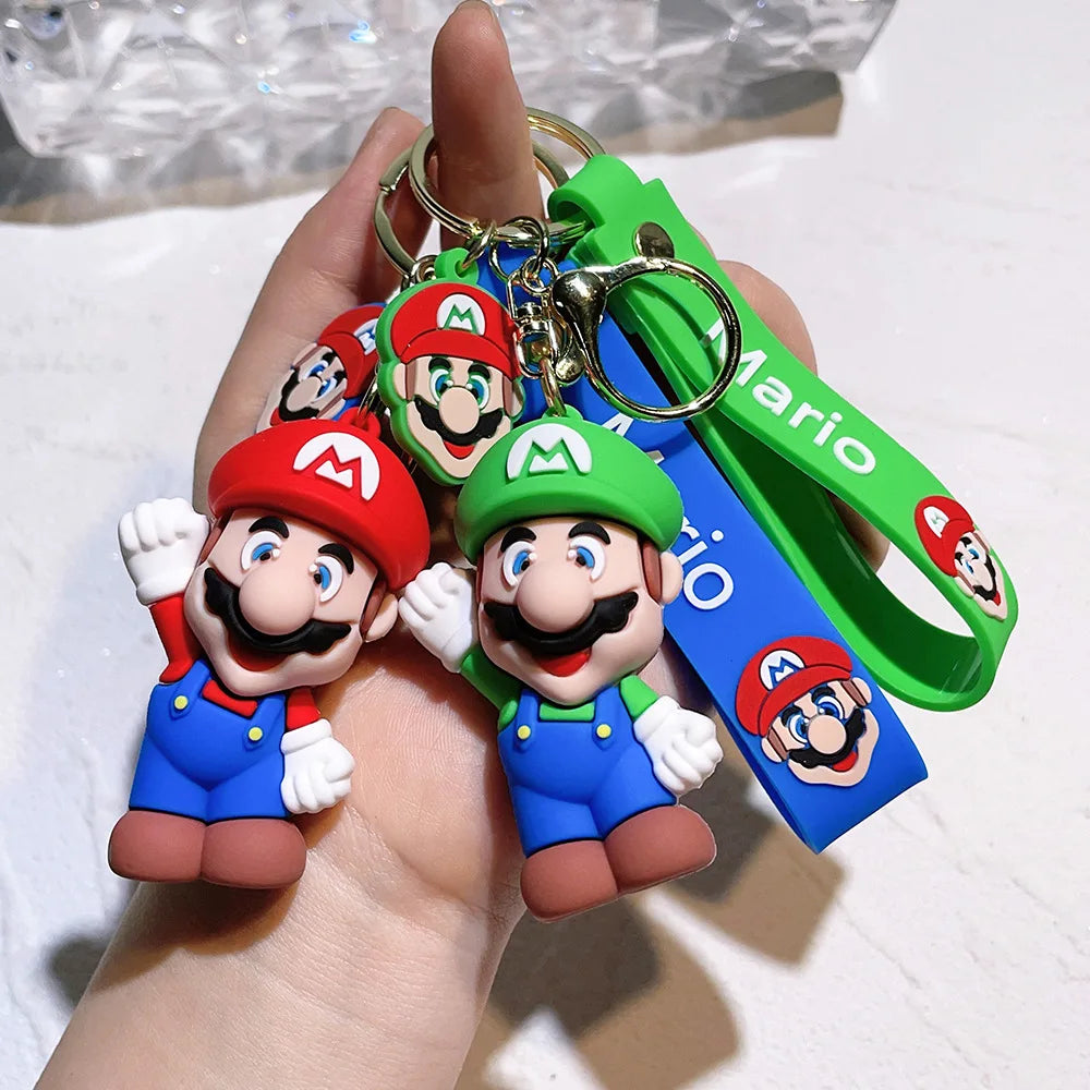 19 Styles Anime Keychain Mario Bros Luigi Toad Bowser Action Figure Model PVC Cartoon Bag Doll Pendant Toys Gift