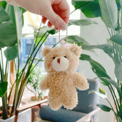 12cm Cute Bear Plush Keyring Pendant Soft Stuffed Plush Keychain Toy Backpack Pendant Birthday Gifts for Children