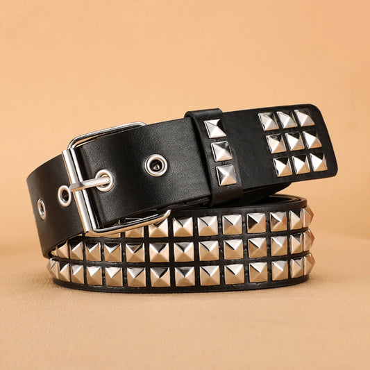 Trend Rivet Belt Heavy Metal Belt Men Women Punk Nightclub Rock Style Belt Jeans Belt Y2K Belt Fashion Decoration Women' Belt